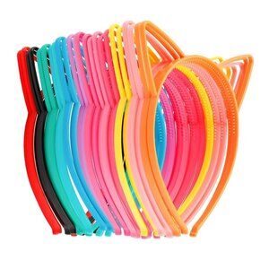 24 Pcs Plastic Cat Ears Headbands for Girls Women Kids Party Halloween Costume